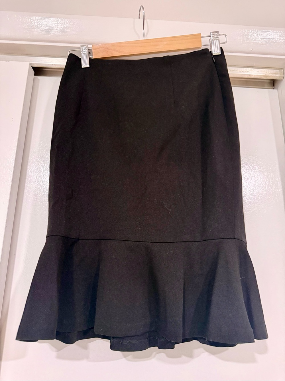 White House Black Market Black Flounce Hem A-Line Skirt